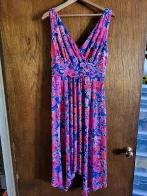 Maxi Vestido Cappagallo Tropical Floral Viscosa Cuello en V Sin Mangas Largo Talla L Foto 1 de 4
