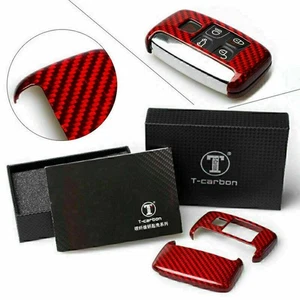 Auto Remote Key Case Fob Shell Cover Fits Land Rover Jaguar Red Carbon Fiber New - Picture 1 of 8
