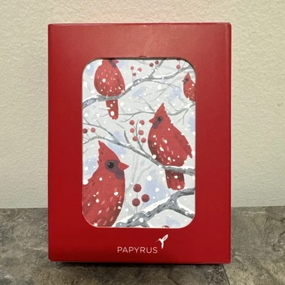 Papyrus 20 Note Cards w/Envelopes Holidays Christmas 4x5.5” red cardinals NEW - Image 1 of 3