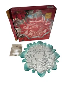 Vintage Mikasa Schale schön grün Rüschenrand Kind & Weihnachtsbaum 10" - Bild 1 von 13