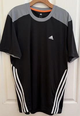 Adidas Climalite Men’s T Shirt L Stretch Black Soccer Tennis Trainer - Image 1 of 4