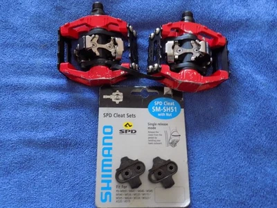 SHIMANO DX SPD CLIPLESS PLATFORM PEDALS PD-M636 BMX W/NEW SH51 CLEATS MADE IN JP - Image 1 of 4