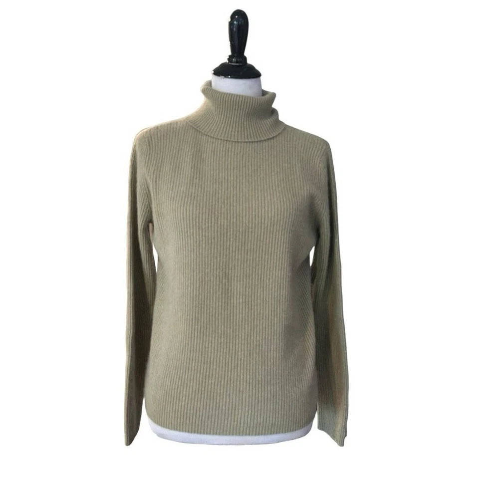 Grayson & Dunn минималистский кашемир водолазка свитер женщин L зеленый уютный ребристый - Изображение 1 из 4