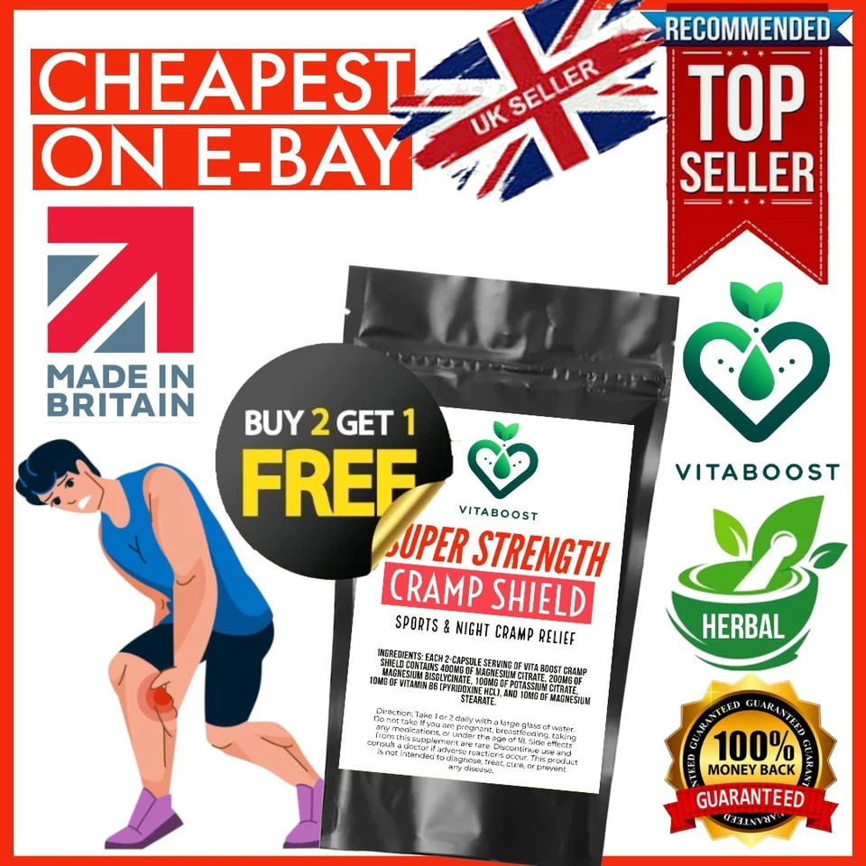 VITA BOOST CRAMP SHIELD Leg Foot Calf Restless Relief Magnesium Circulation Sleep Capsules