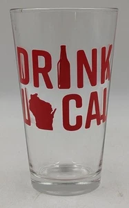 16oz Pint Beer Glass - Drink Local - Wisconsin Red - Picture 1 of 4