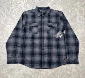 RVCA Mens Dayshift Flannel LS Button Down Grey Shirt Sz L - Picture 1 of 4