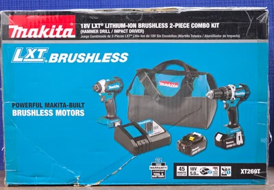 Makita XT269T LXT 18V Lithium-Ion 1/2" Hammer Drill & Hex Impact Driver Kit - Image 1 of 4