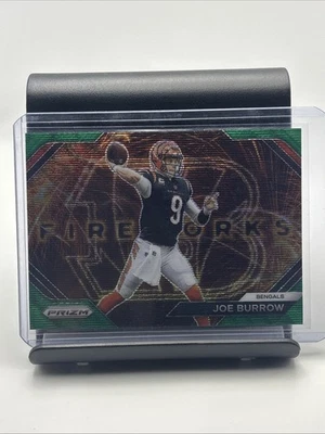 2023 Panini Prizm Joe Burrow Fireworks Green Prizm #F-8 Bengals - Image 1 of 2