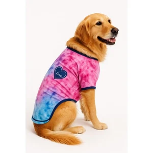 Ellen DeGeneres Tie-Dye Dog Shirt Pink & Blue with Heart Detail - Picture 1 of 7