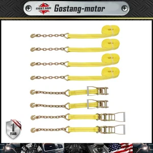 Chain Ratchet Straps 2 Inch x 30 Ft (4-Pack) 10,000 LBS Break Strength G70 Chain - Picture 1 of 20