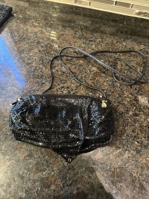 Bolso Cartera Vintage Whiting & Davis Malla Esmaltada Art Deco Aleta Negro EE. UU. Foto 1 de 4