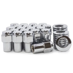 20 Lug Nuts 12x1.5 Chrome Flat Top Mag .75 Shank Cragar Offset Hole Washers - Picture 1 of 2