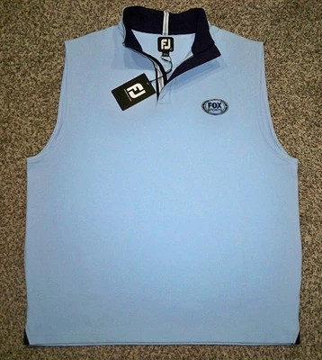 NUEVO CON ETIQUETAS Chaleco FOOTJOY Performance Elástico 1/4 Cremallera Para Hombre L AZUL CIELO con Logo FOX SPORTS Foto 1 de 4