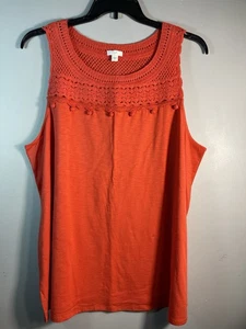 J. Jill ~ ärmelloses Häkel-Tanktop ~ Gr. XL ~ orange - Bild 1 von 11