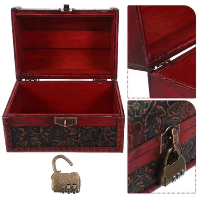  Aufbewahrungsbox Verschließbar Schmuckkästchen Retro Truhe Aus Holz - Bild 1 von 4