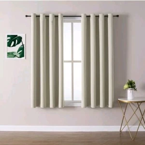 Chris Dowa Blackout Curtains 2 Panels Room Darkening Curtains 52"W X 63"L Beige - Picture 1 of 10