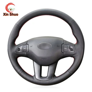 Black Artificial Leather Car Steering Wheel Cover for Kia Sportage 3 /Ceed Cee'd - Imagen 1 de 4