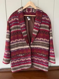Blazer vintage de primera opción de patrón azteca marrón marrón - grande para mujer - Imagen 1 de 5