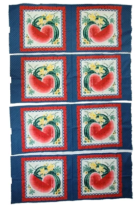 Vintage Springs Watermelon Pillow Panel Strips 8 Squares Daisy Quilting Flaw - Image 1 of 4