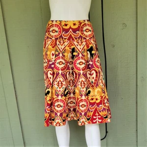 New HAROLD'S Ethnic Print Box Pleat Skirt Cotton 4 - Picture 1 of 4