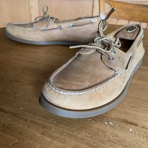 Sperry Tan Boat Shoes Natural Leather Gum Soles Mens 12 M - Picture 1 of 10