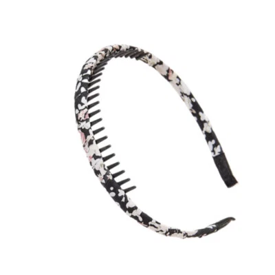 Faixa de cabeça feminina resina antiderrapante pente de cabelo faixa de cabelo aro floral preto - Imagem 1 de 4