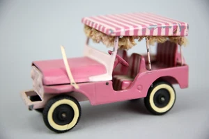 Vintage Willys Jeep metal toy car ELVIS Blue Hawaii pink canopy top antique - Picture 1 of 21