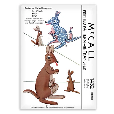 Kangaroo with Baby in Pouch Stuffed Animal Toy McCall s 1432 Sewing Pattern - Image 1 of 2