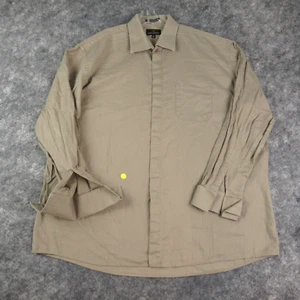 Stacy Adams Shirt Mens 18.5 36-37 Beige Hidden Buttons French Cuff Cotton * - Picture 1 of 15