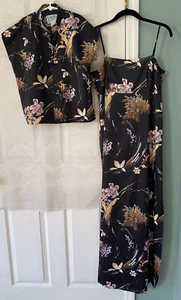 Vintage Black Floral Mark Christopher Altogether Hawaii Maxi Sundress Set 14 - Picture 1 of 11