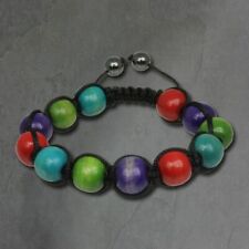 Silberdream 18-23cm Shamballa Women's Bracelet Colourful 14 Balls Wood SDA915
