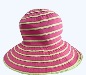 SCALA PINK GREEN SPIRAL STRIPE HAT - Picture 1 of 5