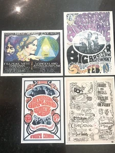 Concert Posters Jefferson Airplane+Grateful Dead 4 Reprints 1960s Gig Flyers Art - Picture 1 of 6