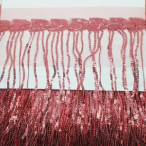 1m 20cm drop Tassel Fringe / Fringing Trim sequin trimming pink - Picture 1 of 1