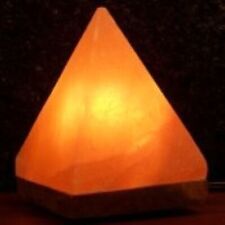 Pyramid Himalayan Salt Lamp with Wood Base - emits negative ions