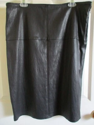 Talla L Falda Lápiz Eileen Fisher NEGRO Proyecto Cuero Cordero Negro $790 Foto 1 de 4