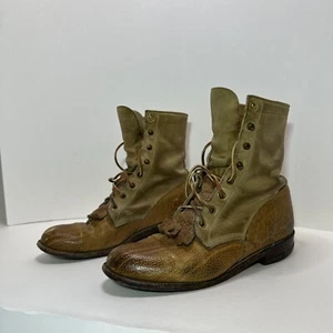 Justin L630 Two Tone Brown Leather Lace Up Kiltie Roper Boots Womens Size 6B USA - Picture 1 of 14