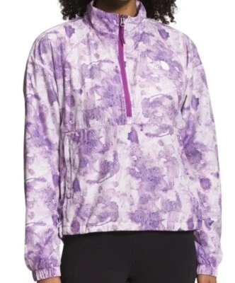 Pullover cortavientos North Face para mujer mediano 1/4 cremallera estampado púrpura hidrenalina Foto 1 de 4