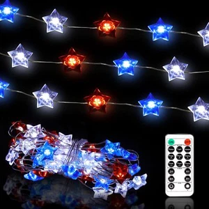Independence Day String Lights, USA American Stars Flag Lighting 4th of July ... - Picture 1 of 7