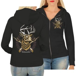 Frauen Kapuzenjacke Jäger Hirsch Wappen Waidmannsheil Jagd geschenk wald  - Bild 1 von 4