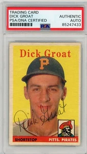 Pittsburgh Pirates Dick Groat Signed Auto 1958 Topps Baseball Card PSA/DNA - Picture 1 of 2