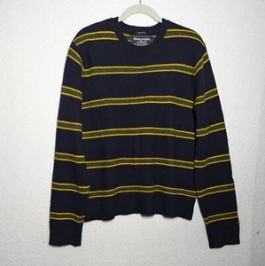 Abercrombie & Fitch Sweater Men Size XL Navy Stripe Wool Blend Crew Pullover - Picture 1 of 8