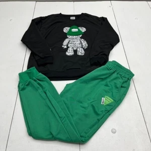 Black & Green Graphic Print 2 Piece Outfit Boys Size X-Large (13-14) NEW - Picture 1 of 7