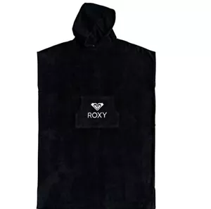 ROXY WOMENS PONCHO TOWEL.NEW STAY MAGICAL BLACK HOODED BEACH CHANGING ROBE W21 - Picture 1 of 2