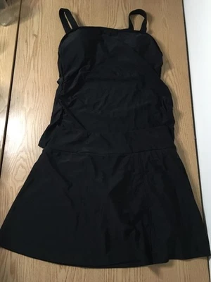 Nuevo conjunto de traje de baño Tankini y Skort acanalado de 2 piezas para mujer B5 negro talla grande Foto 1 de 4