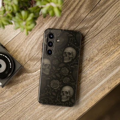 Goth Skulls & Crows Samsung Tough Case | Dark Alt Rock Phone Cover | Halloween - Image 1 of 4