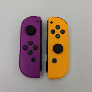 Nintendo Switch Neon Purple Orange Joy Con Controllers (HAC-015/HAC-016) TESTED - Picture 1 of 10