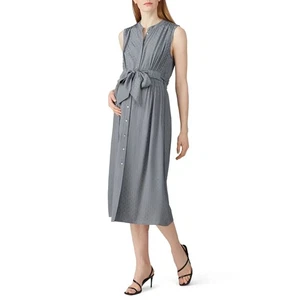 NWT Seraphine Marla Maternity Button Front Midi Dress in Pebble Women's Size 8 - Picture 1 of 13