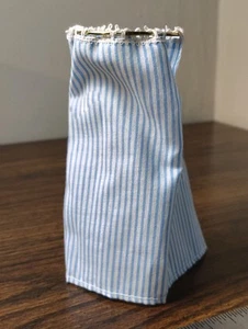 Dollhouse Circle Shower Curtain Blue & White Stripes With Wraps around Metal - Picture 1 of 7