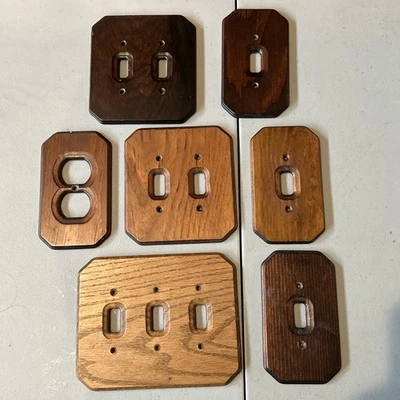 lote de 7 enchufes de placa de pared de madera cubiertas de interruptor de luz madera Foto 1 de 4